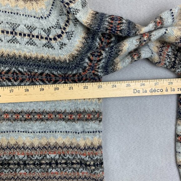 J Crew Mercantile Mens Sweater Large Gray Fair Isle Crewneck Nylon Lambs Wool - Picture 4 of 7